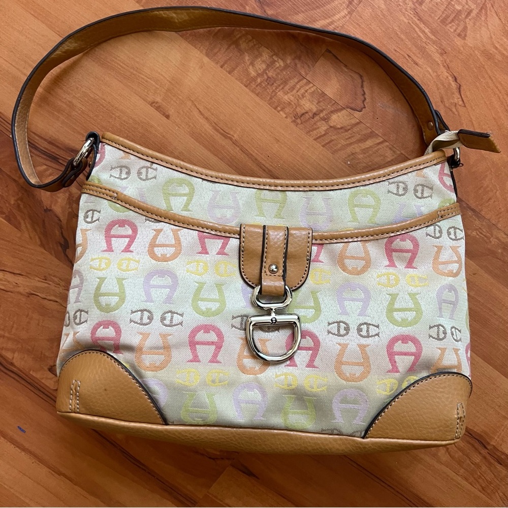 Etienne Aigner women's fabric,faux leather shoulder bag.